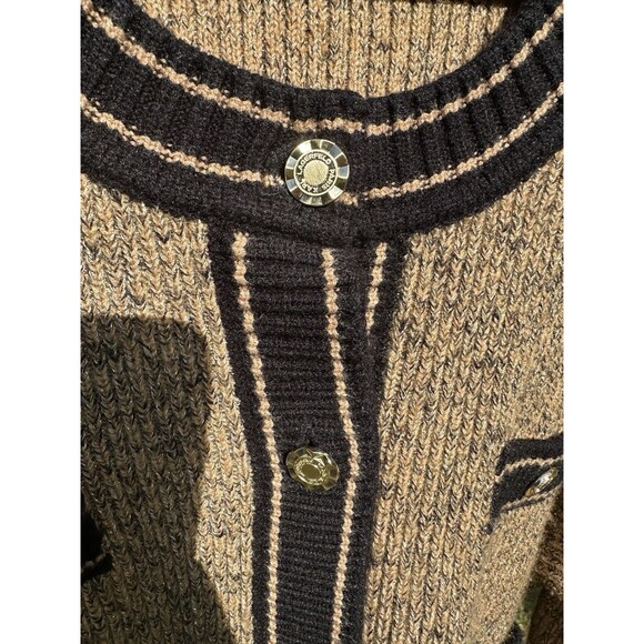 Karl Lagerfeld Paris Cardigan Women Large Mellatic Gold and Black Cardigan NWT - Picture 5 of 11